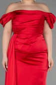 Robe de Soirée Grande Taille Longue Satin Rouge ABU1626