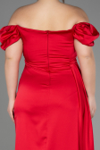 Robe de Soirée Grande Taille Longue Satin Rouge ABU1626