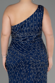 Robe De Fiançailles Grande Taille Longue Bleu Marine ABU3717