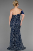 Robe De Fiançailles Grande Taille Longue Bleu Marine ABU3739