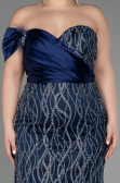 Robe De Fiançailles Grande Taille Longue Bleu Marine ABU3739
