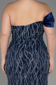 Robe De Fiançailles Grande Taille Longue Bleu Marine ABU3739