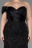 Robe De Fiançailles Grande Taille Longue Noir ABU3739