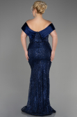 Robe De Fiançailles Grande Taille Longue Bleu Marine ABU3740