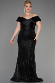 Robe De Fiançailles Grande Taille Longue Noir ABU3740
