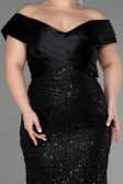 Robe De Fiançailles Grande Taille Longue Noir ABU3740