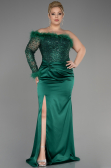 Robe De Fiançailles Grande Taille Longue Satin Émeraude ABU3741
