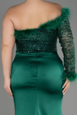 Robe De Fiançailles Grande Taille Longue Satin Émeraude ABU3741