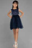 Robe de Soirée Enfants Courte Bleu Marine ABK1973
