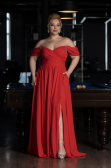 Robe de Soirée Grande Taille Longue Mousseline Corail ABU3738