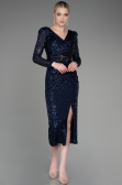 Robe De Soirée Midi Bleu Marine ABK1808