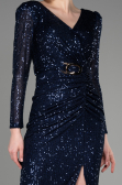 Robe De Soirée Midi Bleu Marine ABK1808