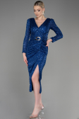 Robe De Soirée Midi Bleu Saxe ABK1808