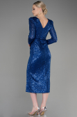 Robe De Soirée Midi Bleu Saxe ABK1808