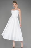Tenue de Soirée Midi Satin Blanc ABK2011