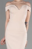 Robe de Soirée Longue Beige ABU3781