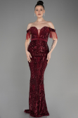 Robe De Fiançailles Grande Taille Longue Rouge Bordeaux ABU3785