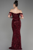 Robe De Fiançailles Grande Taille Longue Rouge Bordeaux ABU3785
