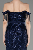 Robe De Fiançailles Grande Taille Longue Bleu Marine ABU3785