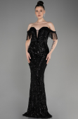 Robe De Fiançailles Grande Taille Longue Noir ABU3785