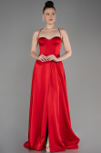Robe de Soirée Longue Satin Rouge ABU3809