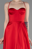 Robe de Soirée Longue Satin Rouge ABU3809