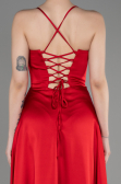 Robe de Soirée Longue Satin Rouge ABU3809