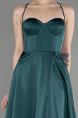Robe de Soirée Longue Satin Émeraude ABU3809