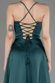 Robe de Soirée Longue Satin Émeraude ABU3809