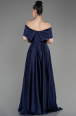 Robe de Soirée Longue Satin Bleu Marine ABU3788