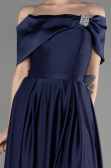 Robe de Soirée Longue Satin Bleu Marine ABU3788