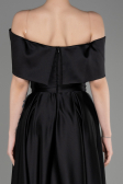 Robe de Soirée Longue Satin Noir ABU3788