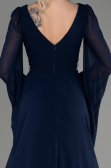 Robe de Soirée Longue Mousseline Bleu Marine ABU3541