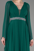 Robe de Soirée Longue Mousseline Émeraude ABU3541