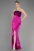 Robe de Soirée Longue Satin Fushia ABU3525