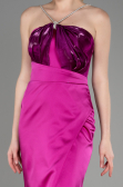 Robe de Soirée Longue Satin Fushia ABU3525
