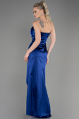 Robe de Soirée Longue Satin Bleu Marine ABU3525