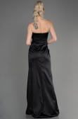 Robe de Soirée Longue Satin Noir ABU3525