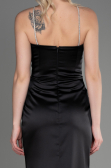 Robe de Soirée Longue Satin Noir ABU3525