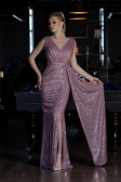 Robe de Soirée Longue Squameuse Poudre ABU3201