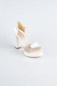 Chaussure Talon Plateforme Cuir Blanc MJD3409