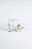 Chaussure Talon Plateforme Satin Argent MJS3409