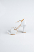Chaussure Talon Plateforme Satin Argent MJS3409