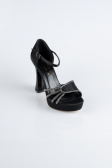 Chaussure Talon Plateforme Satin Noir MJS3409
