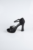 Chaussure Talon Plateforme Satin Noir MJS3409