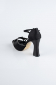 Chaussure Talon Plateforme Satin Noir MJS3409