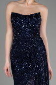 Robe de Soirée Longue Squameuse Bleu Marine ABU3134