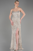 Robe de Soirée Longue Squameuse Vison ABU3134
