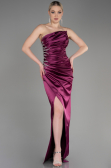 Robe de Soirée Longue Satin Prune ABU3825