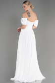 Robe de Soirée Longue Mousseline Blanc ABU3827
